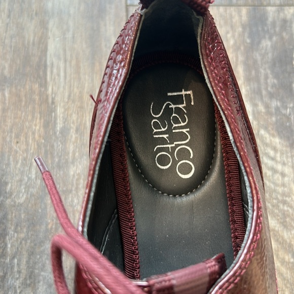 Franco Sarto Red Wine Patent Leather Oxfords with Lace-Up Design - Picture 3 of 7